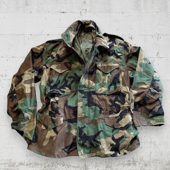 Other - US Army Military Cold Weather Field Jacket Coat Mens Large Woodland Camo 90s